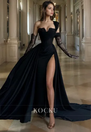 Chic & Modern One Shoulder V-Neck A-Line Chiffon Evening Party Prom Dress