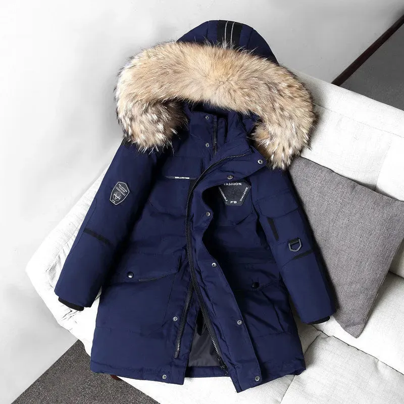 Children's Down Jacket Windproof Thick Fur Collar Winter Coat Jacket