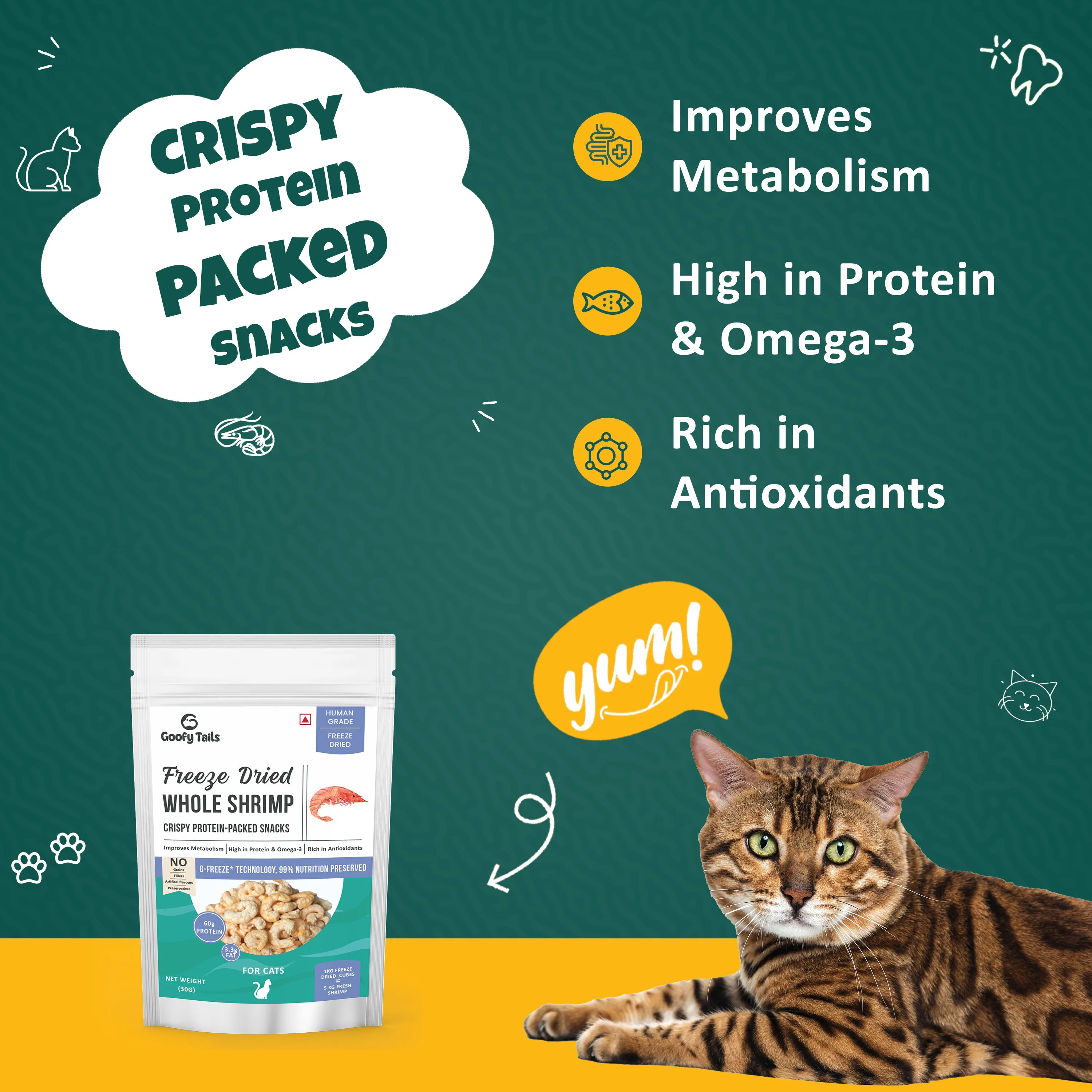 Combo Of Freeze Dried Shrimp   Fish Bits Treats for Cats and Kittens