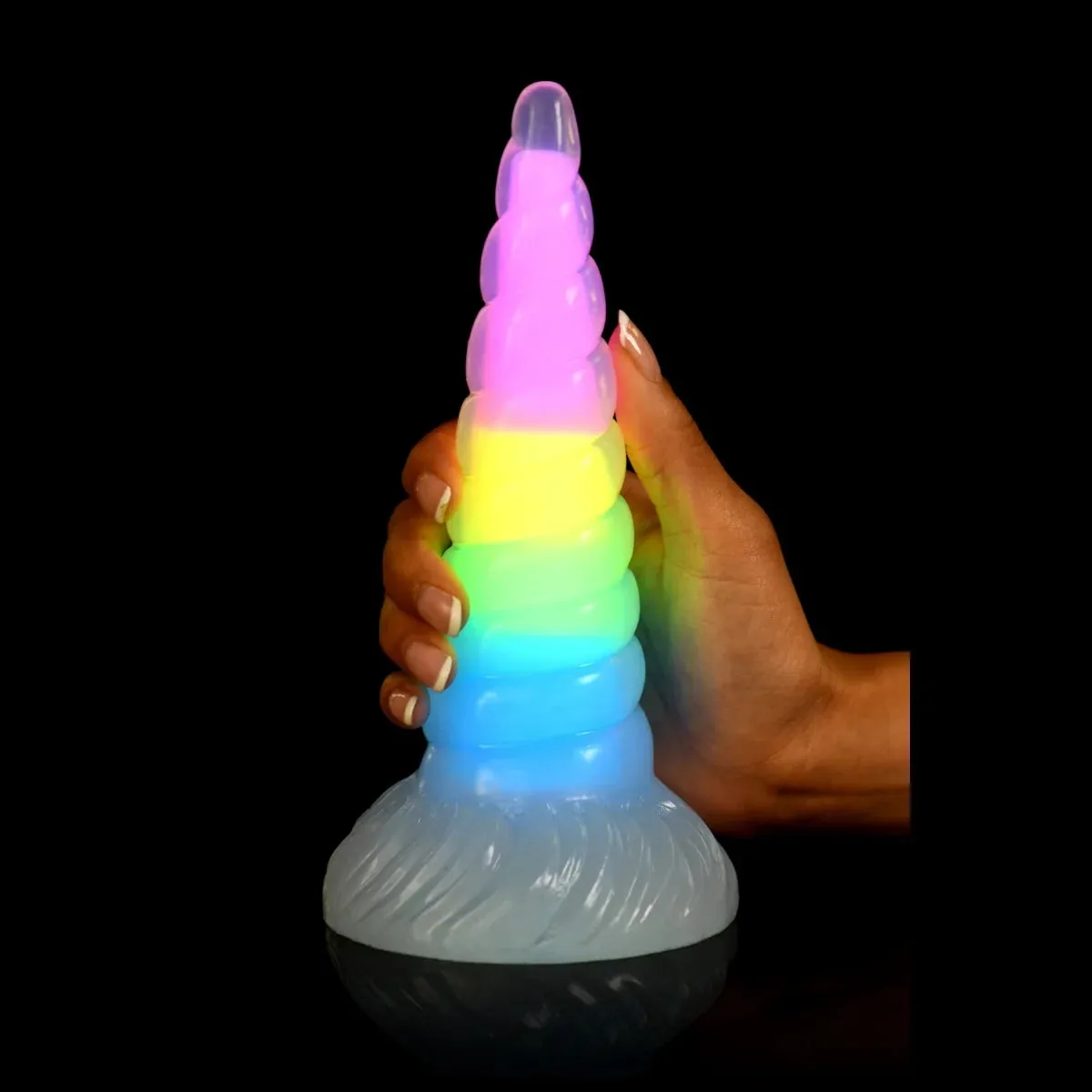 Creature Cocks Uni-Glow Glow In The Dark Silicone Dildo Rainbow