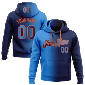 Custom Stitched Navy Powder Blue-Orange Gradient Fashion Sports Pullover Sweatshirt Hoodie