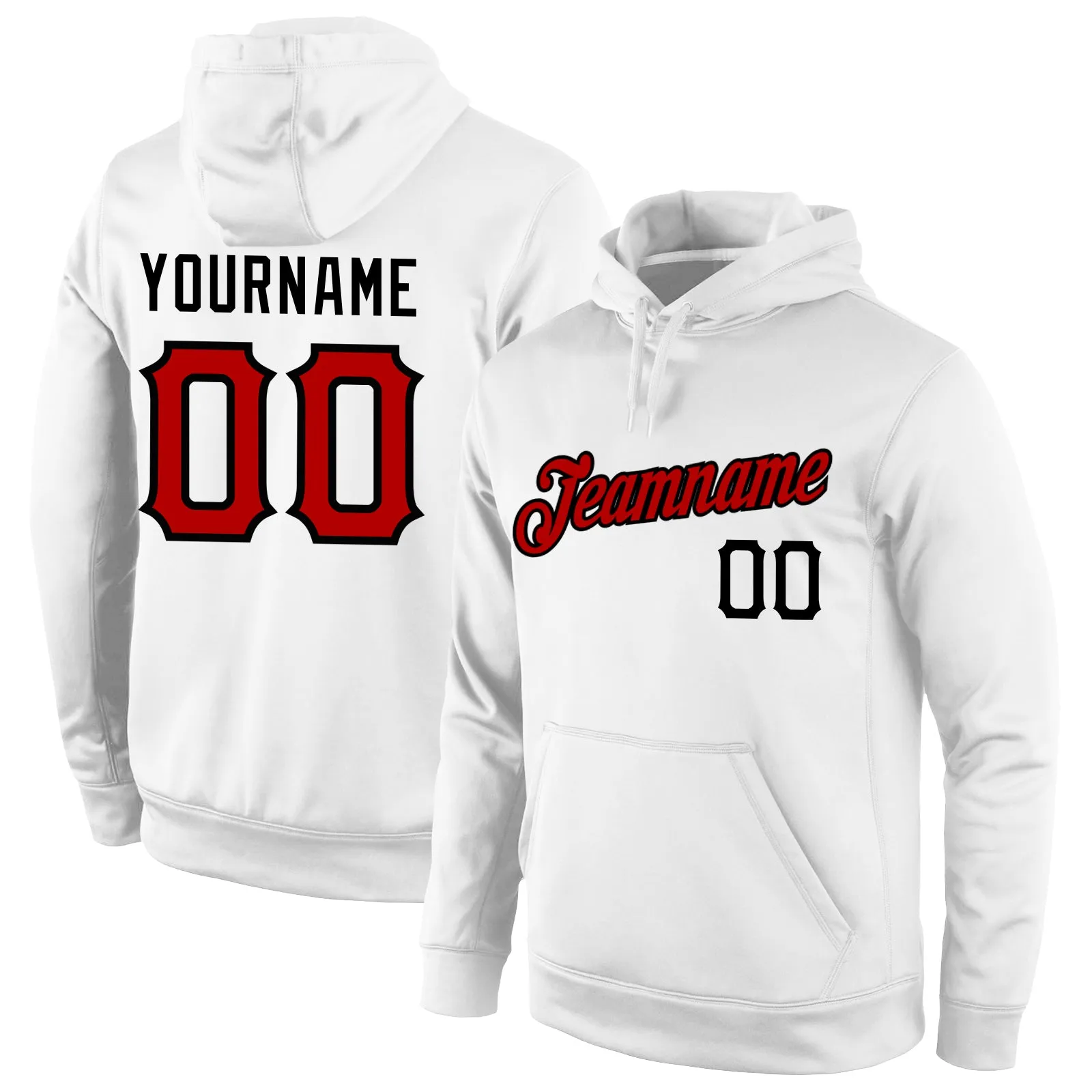 Custom Stitched White Red-Black Sports Pullover Sweatshirt Hoodie