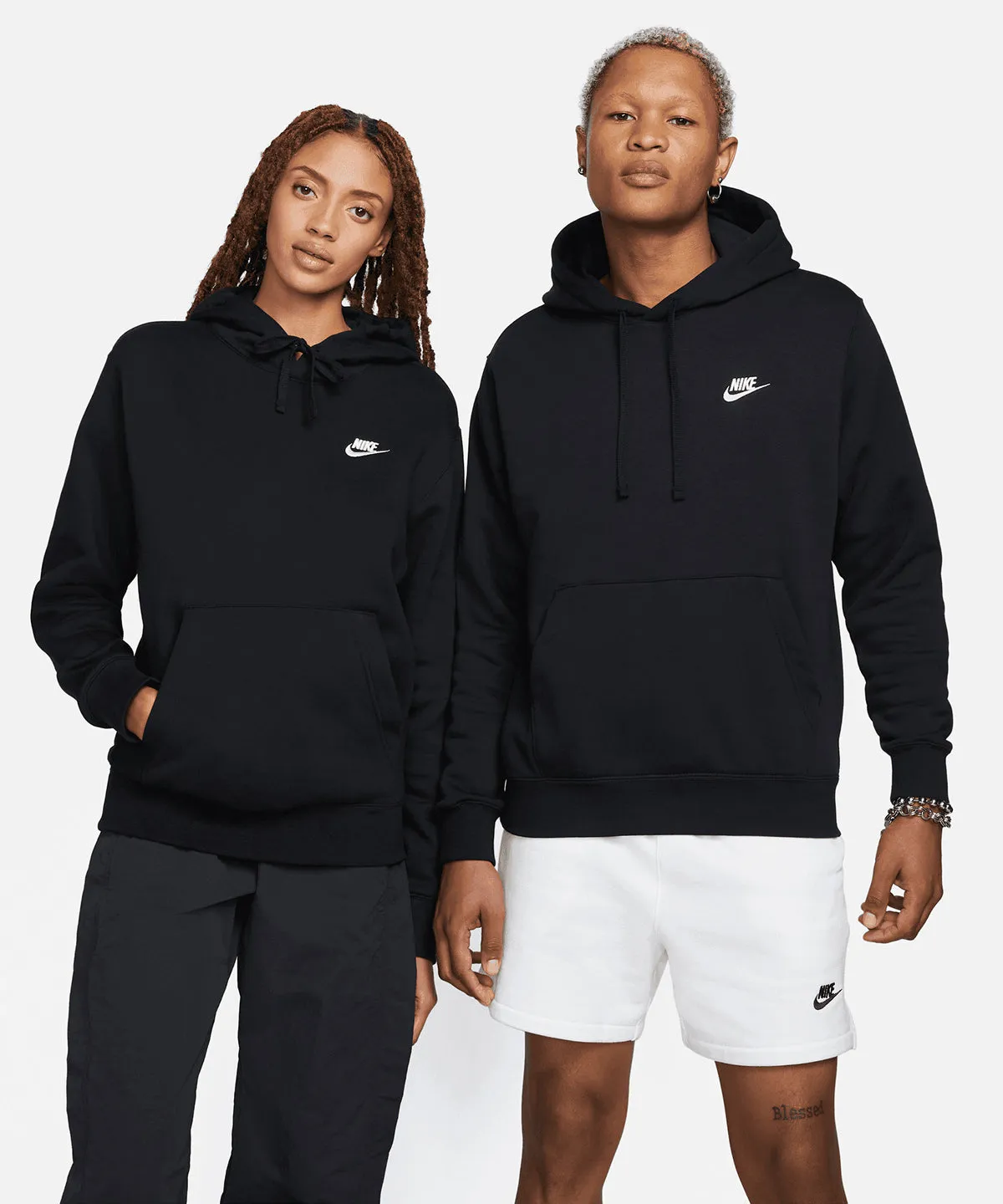 Dark Grey Heather/Matte Silver/White - Nike Club hoodie