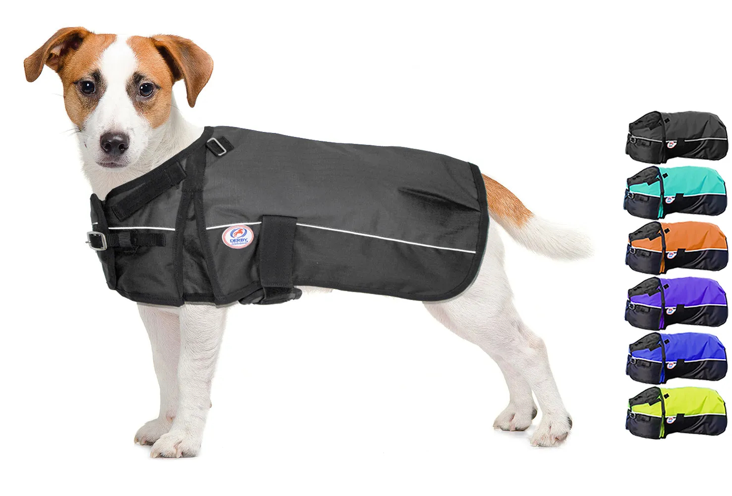 Derby Originals Adjust-to-Fit Horse-Tough Reflective 600D Waterproof Ripstop Nylon Winter Dog Coat 150g Polyfil with One Year Warranty