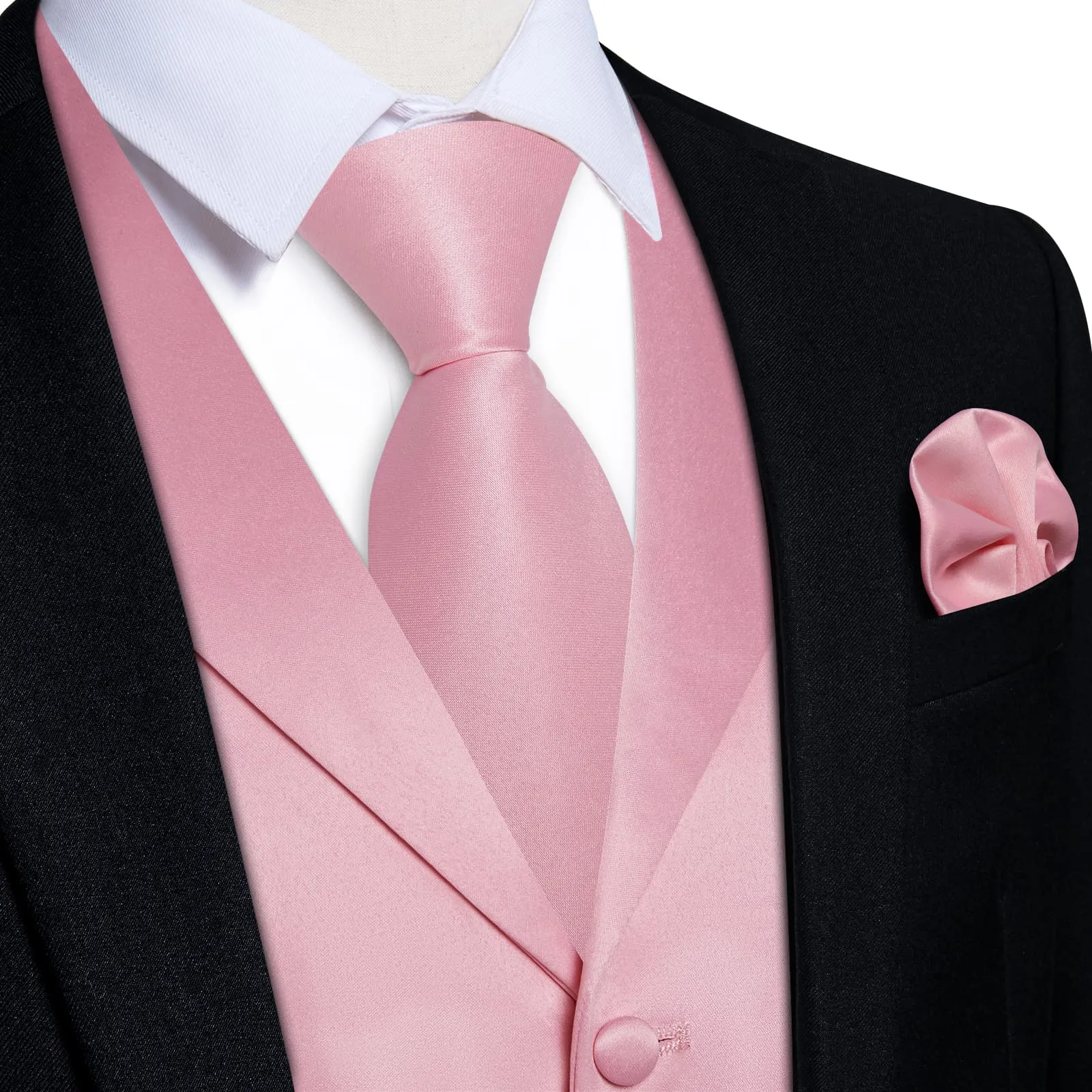 DiBanGu Tuxedo Waistcoat Light Pink Solid Notched Collar Casual Vest for Men