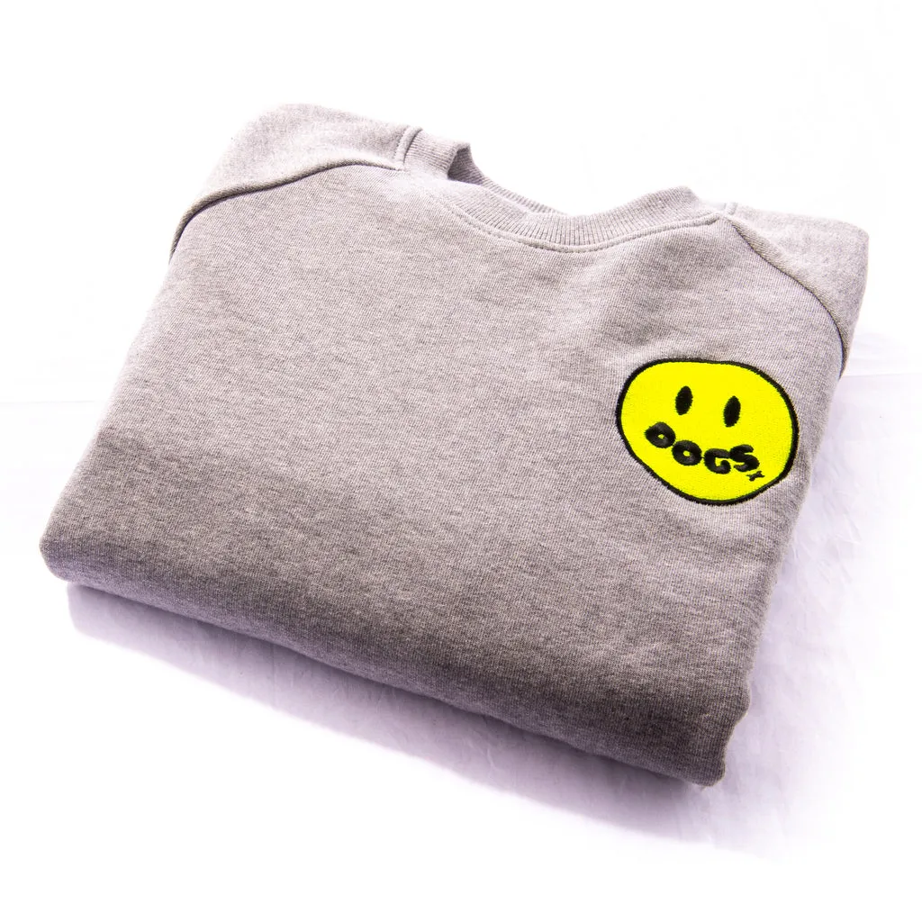 Doggy Smile Embroidered Sweatshirt | Grey with Neon Embroidery