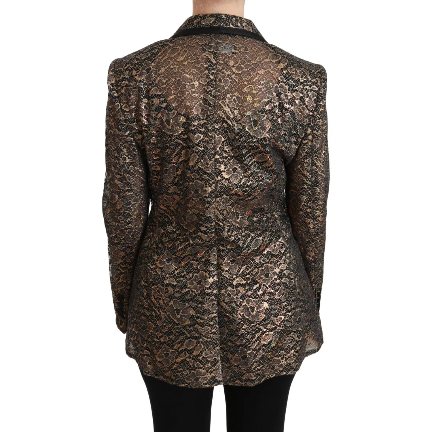 Dolce & Gabbana Elegant Gold Floral Lace Blazer Jacket