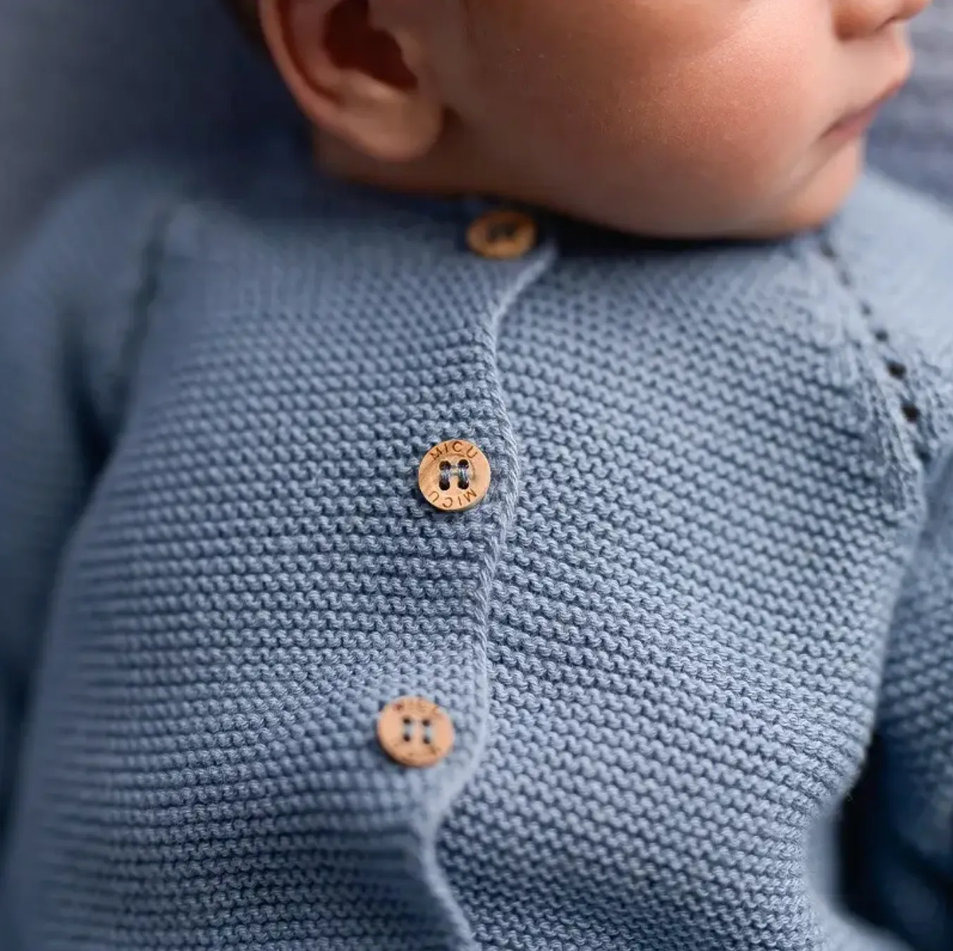 Dusty Blue · Organic Cotton Newborn Sweater Knit Set