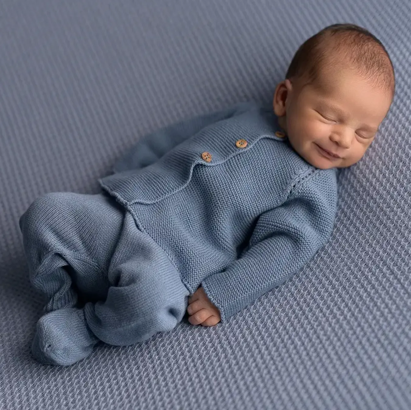 Dusty Blue · Organic Cotton Newborn Sweater Knit Set