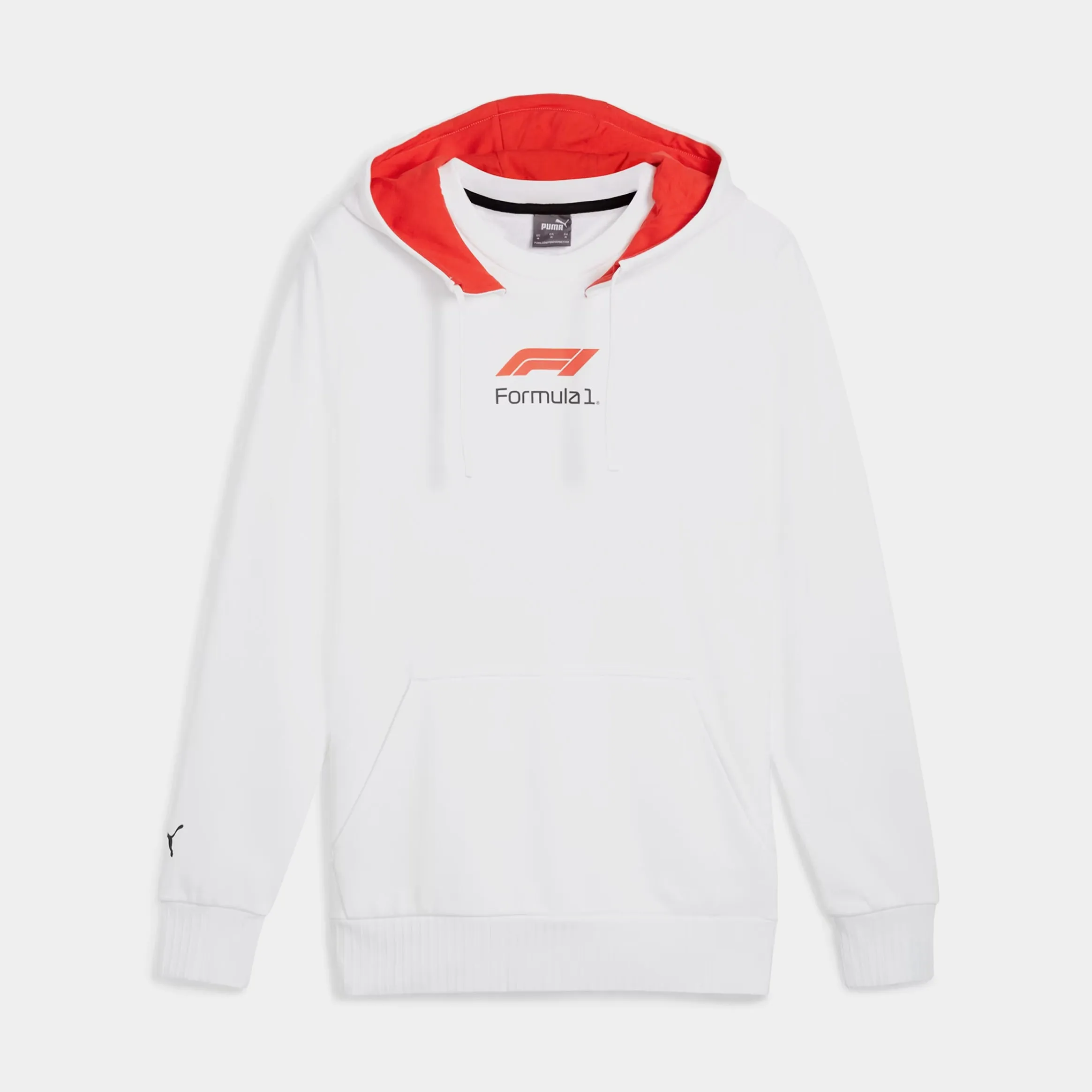 F1 Motorsport Statement Pullover Mens Hoodie (White/Red)