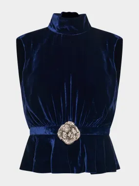 Fleur Velvet Top in Navy Crystalrose