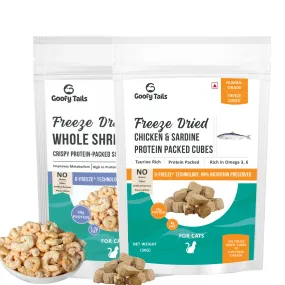 Freeze Dried Shrimp And Chicken & Sardine Treat Combo for Cats and Kittens