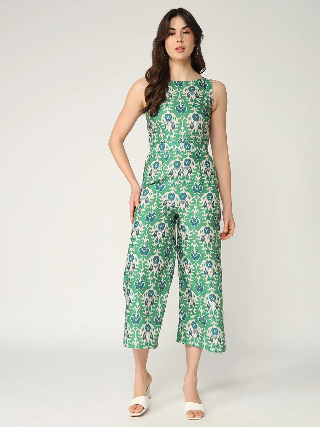 Fusion Ikat Printed Sleeveless Jumpsuit