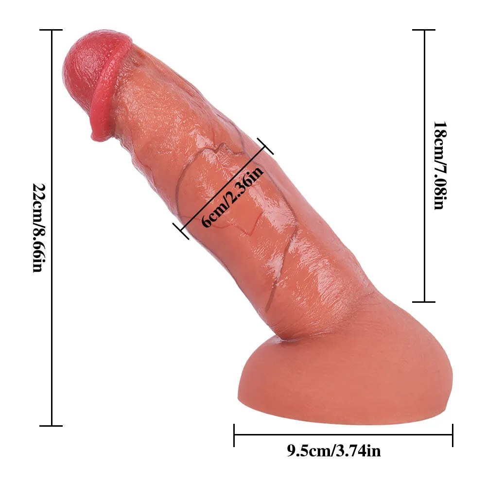 G25 Ultra Realistic Double Density Liquid Silicone Suction Cup Dildo with Blushed Head 8.7 Inch