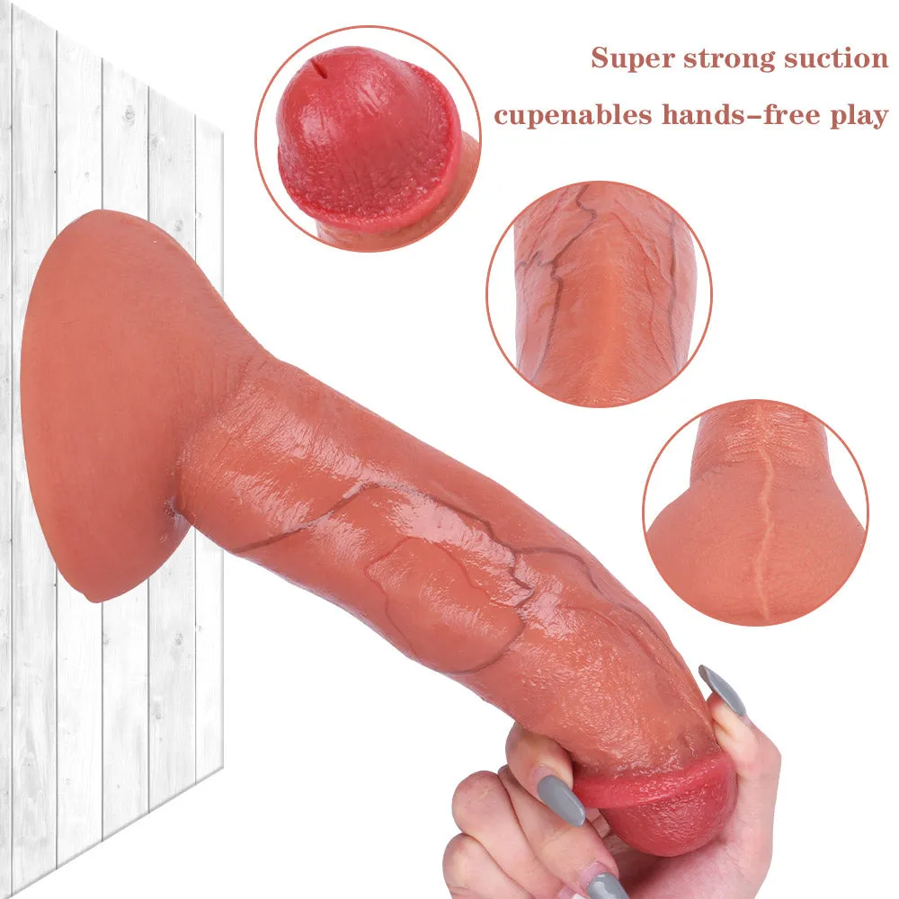 G25 Ultra Realistic Double Density Liquid Silicone Suction Cup Dildo with Blushed Head 8.7 Inch