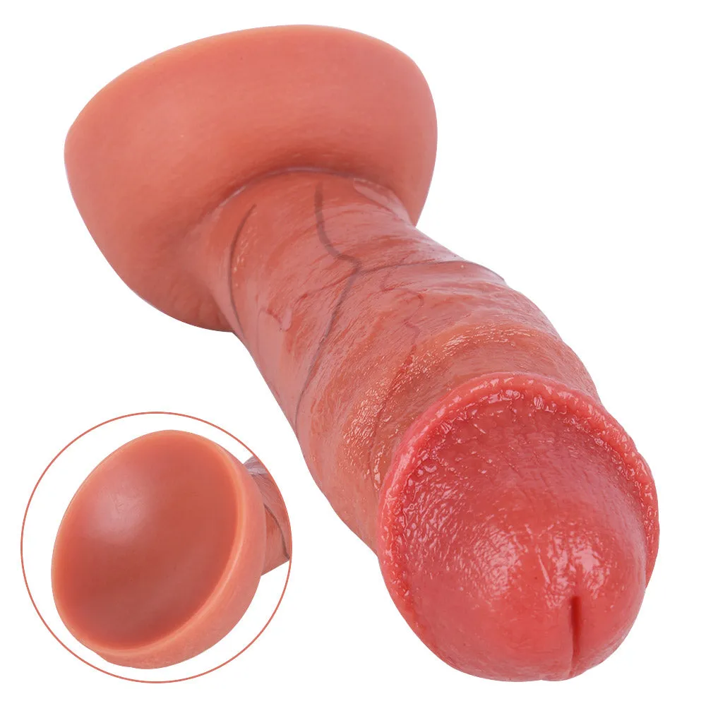 G25 Ultra Realistic Double Density Liquid Silicone Suction Cup Dildo with Blushed Head 8.7 Inch