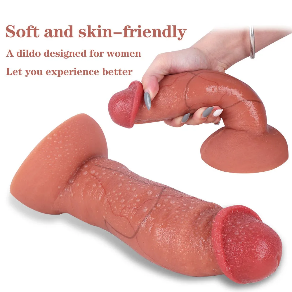 G25 Ultra Realistic Double Density Liquid Silicone Suction Cup Dildo with Blushed Head 8.7 Inch