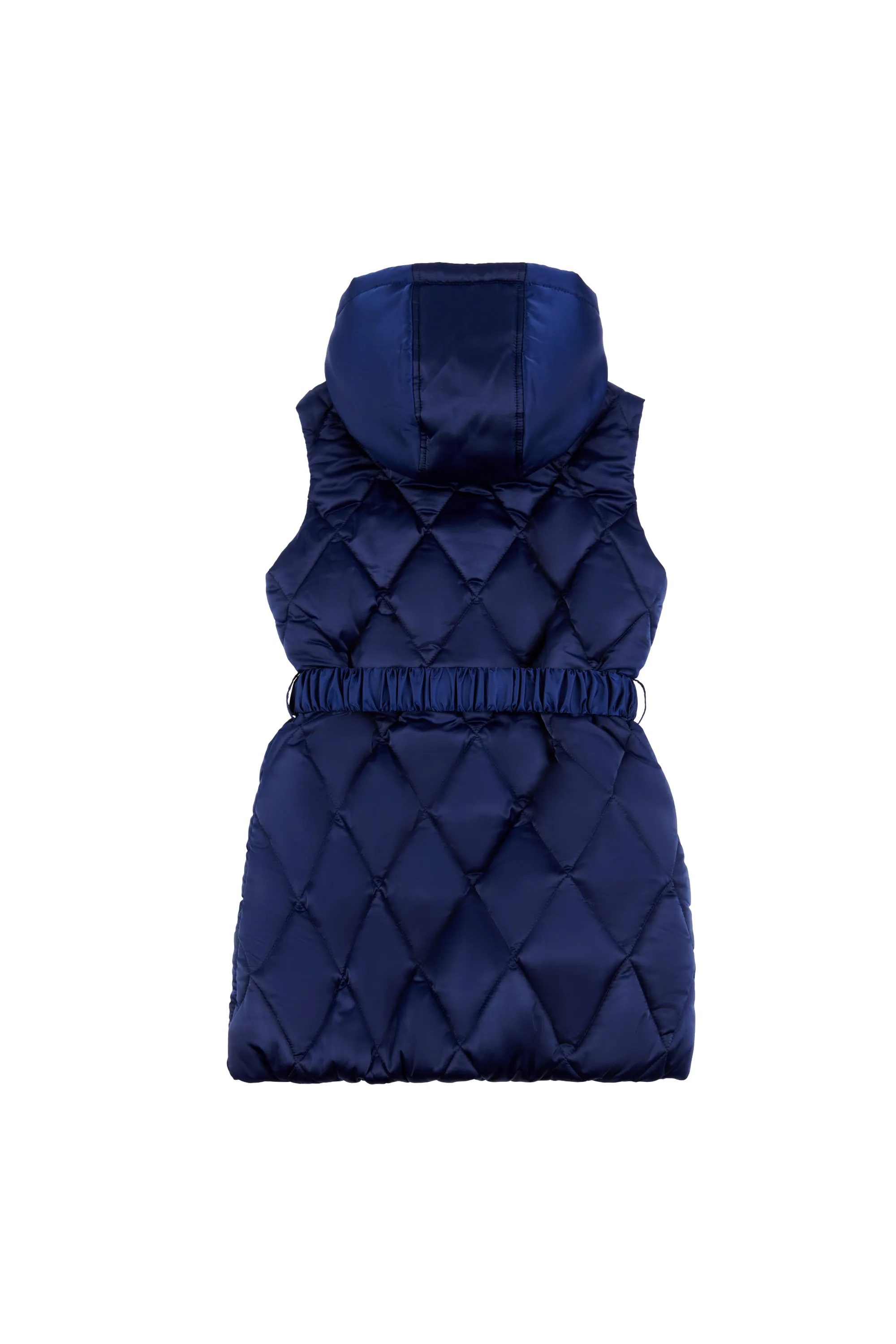 Girls Longline Puffer Gilet in Medieval Blue