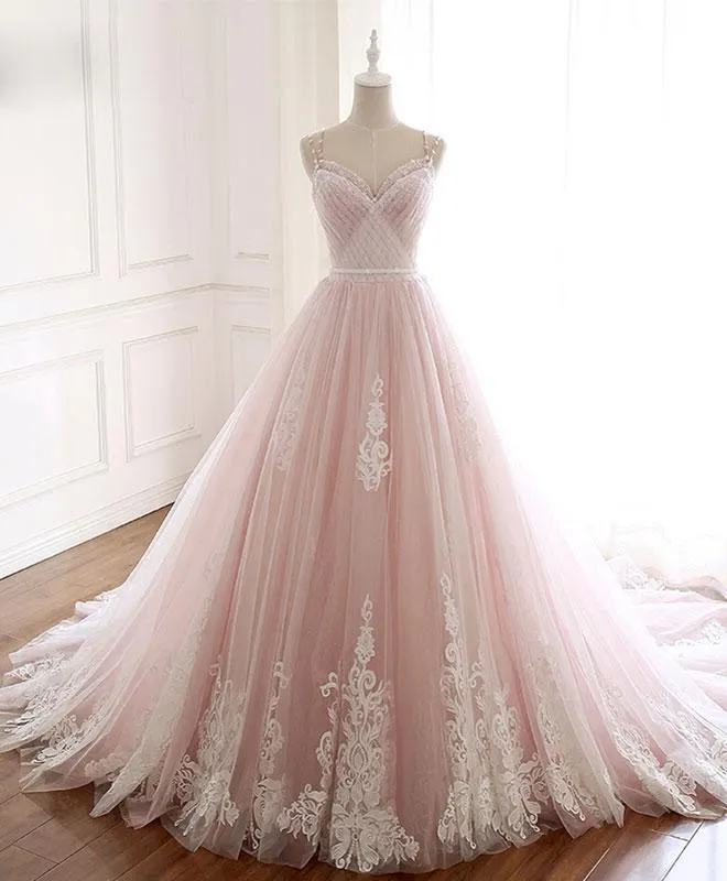 Glam Pink Tulle Sweetheart Straps Princess Formal Dress Pink Party Dress