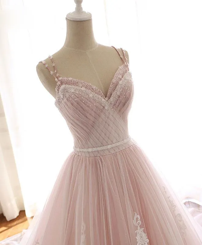 Glam Pink Tulle Sweetheart Straps Princess Formal Dress Pink Party Dress