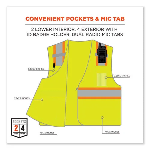 Glowear 8246z-s Single Size Class 2 Two-tone Mesh Vest, Polyester, Medium, Lime, Ships In 1-3 Business Days