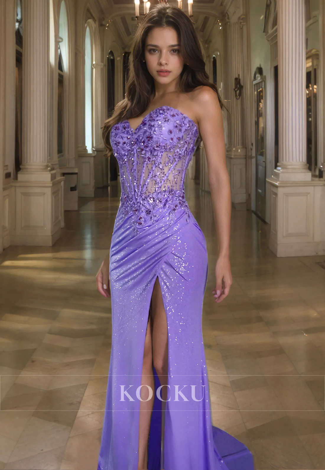 Gorgeous & Charming Sleeveless Off-Shoulder Beaded Sparkly Evening Party Prom Dress