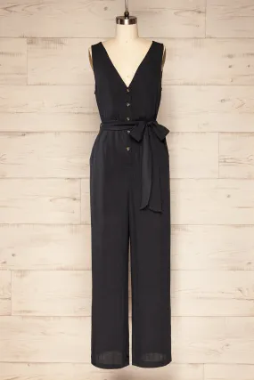 Grogy Indigo | V-neck Palazzo Jumpsuit with Belt