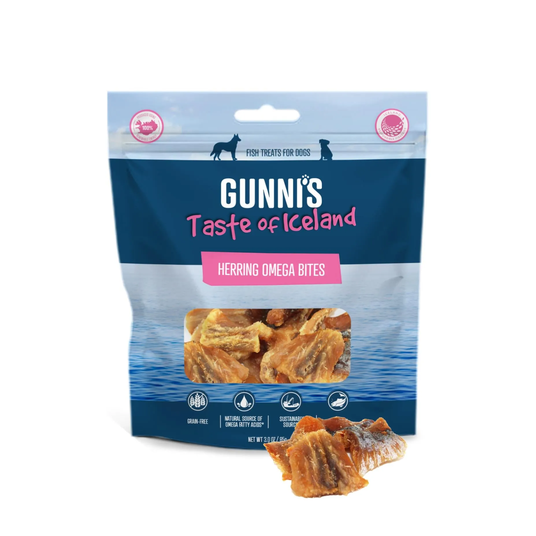 Gunnis Taste of Iceland Herring Omega Bites Dog Treats 85g