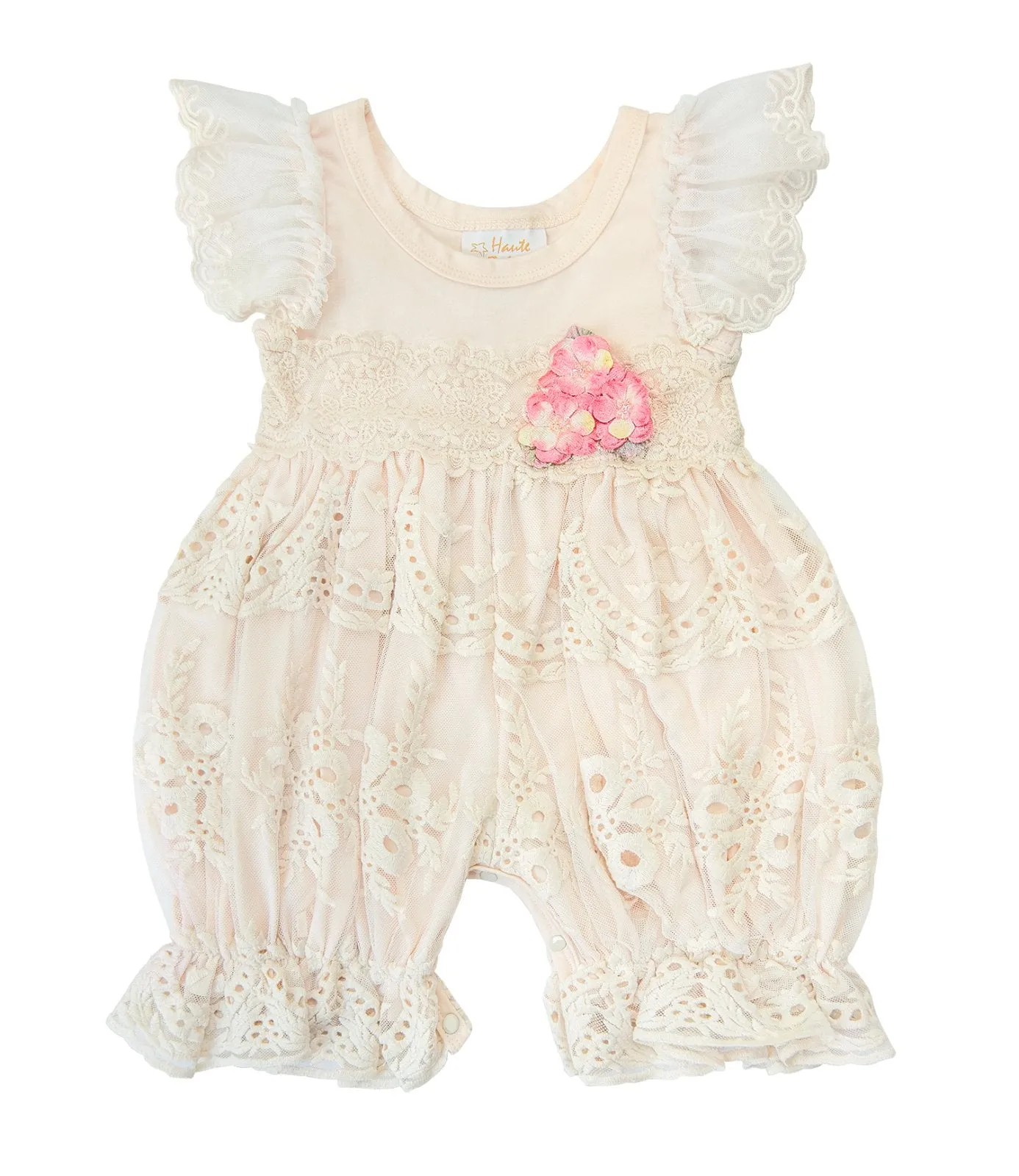 Haute Baby Girl Peach Blush Bubble Romper