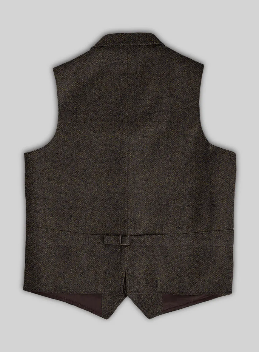 Highlander Heavy Dark Brown Herringbone Tweed Hunting Vest