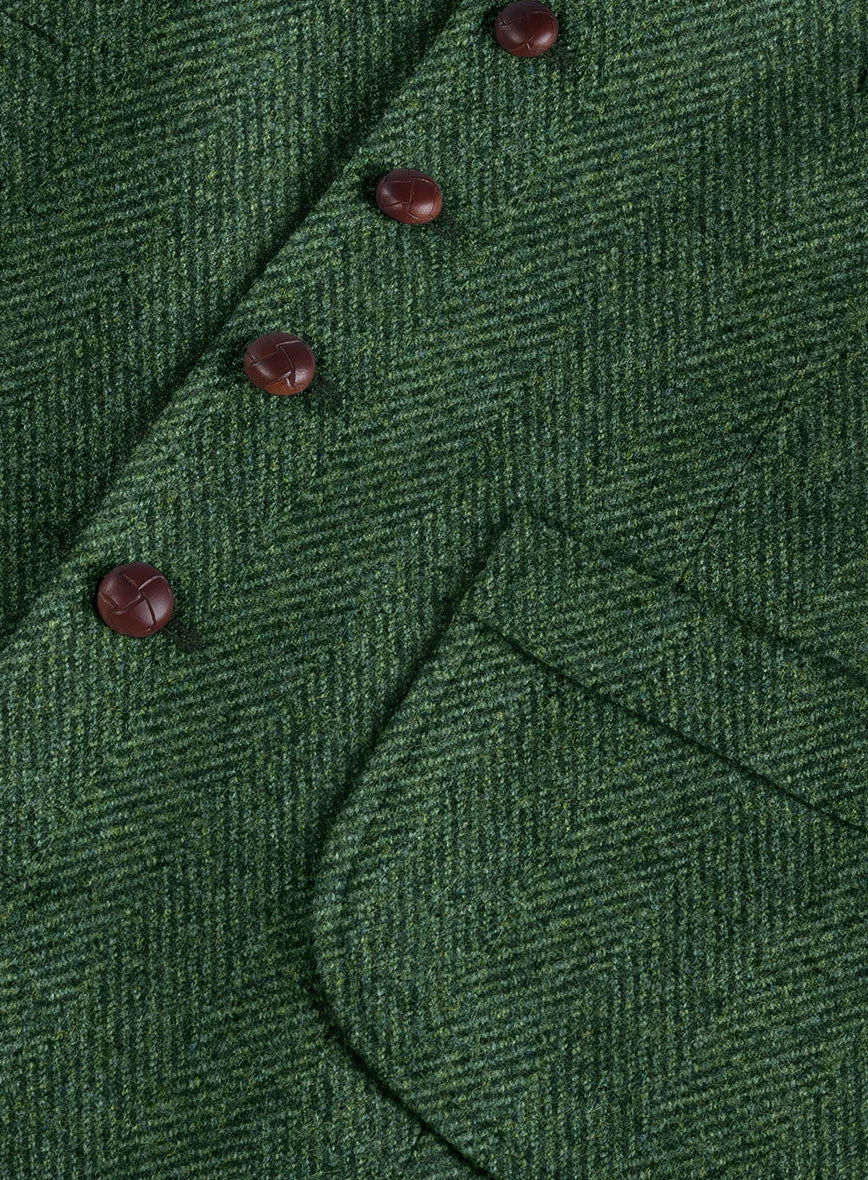 Highlander Heavy Green Herringbone Tweed Hunting Vest