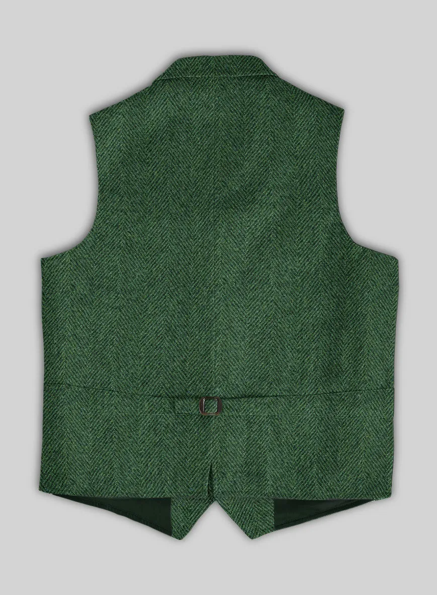 Highlander Heavy Green Herringbone Tweed Hunting Vest