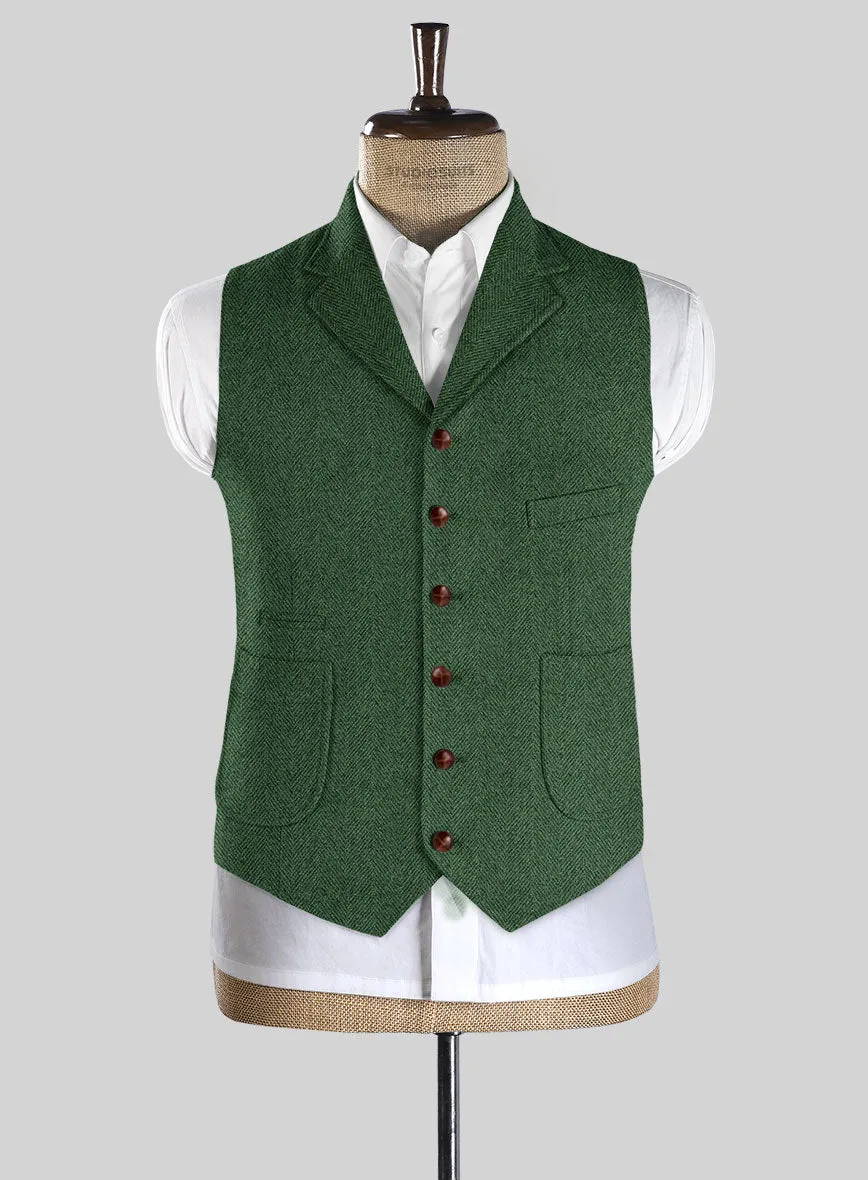 Highlander Heavy Green Herringbone Tweed Hunting Vest