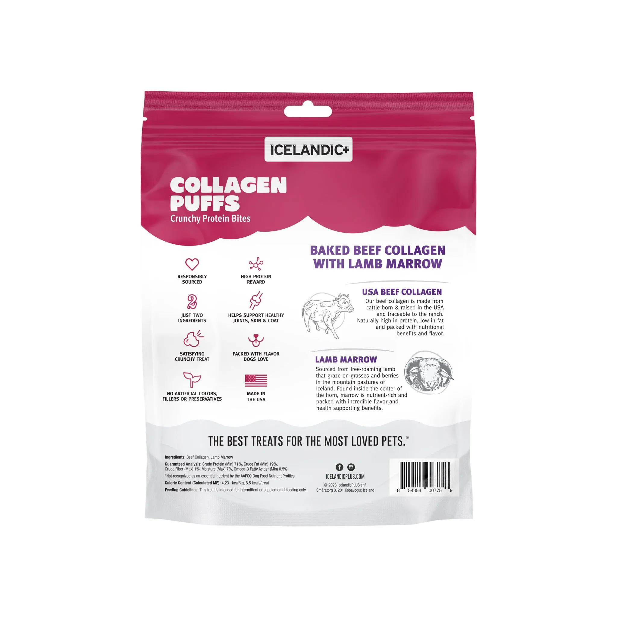 Icelandic  Beef Collagen Puffs Dehydrated Dog Treats