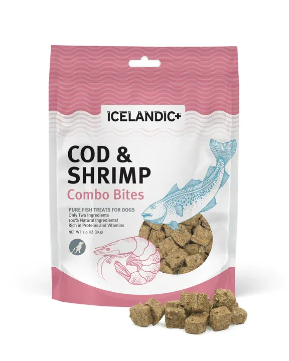 Icelandic  Cod & Shrimp Combo Bites Fish Dog Treats 3oz