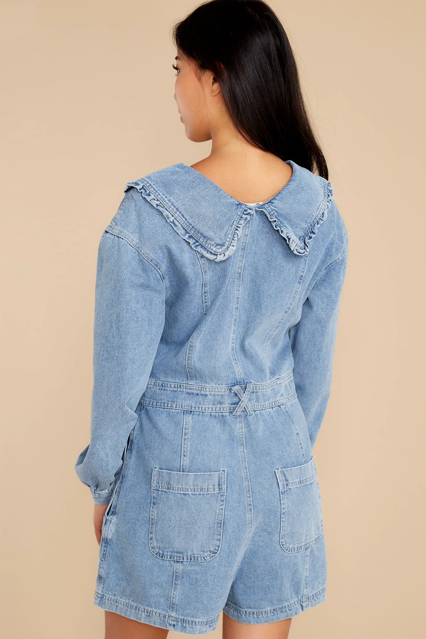 Instant Vacation Medium Wash Denim Romper