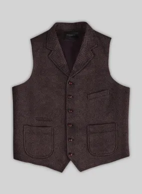 Italian Highlander Dark Wine Herringbone Tweed Hunting Vest