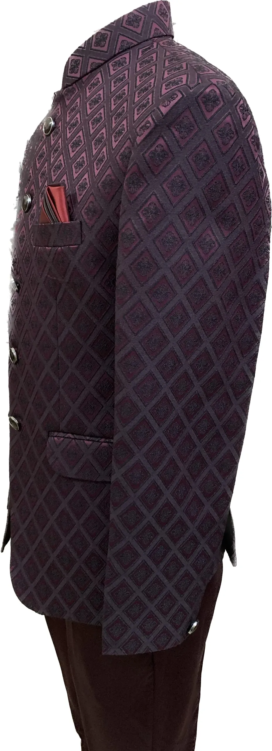 Jodhpuri Coat Suit for Men (38, Wine)