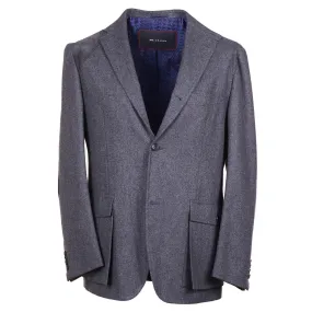 Kiton Flannel Country Blazer with Suede Details