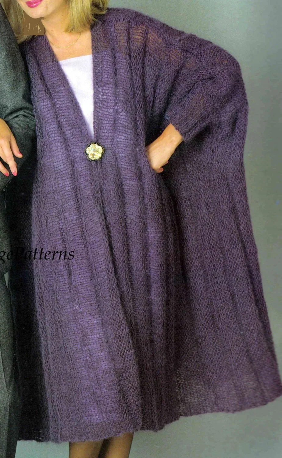 Knitted Coat, Elegant Evening Coat, Soft, Filmy Knit, Instant Download