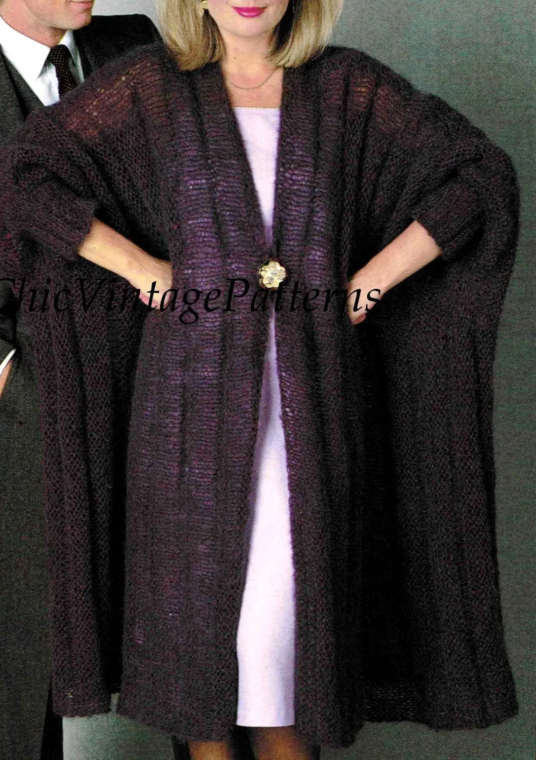 Knitted Coat, Elegant Evening Coat, Soft, Filmy Knit, Instant Download