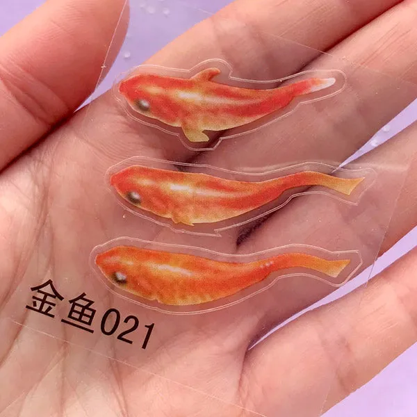 Koi Fish Stickers for Miniature Koi Pond DIY | 3D Painting Sticker for Resin Crafts | Clear Film Resin Inclusion (2 Sheets)