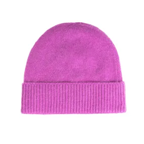 Ladies Plain Lambswool Mix Beanie Violet