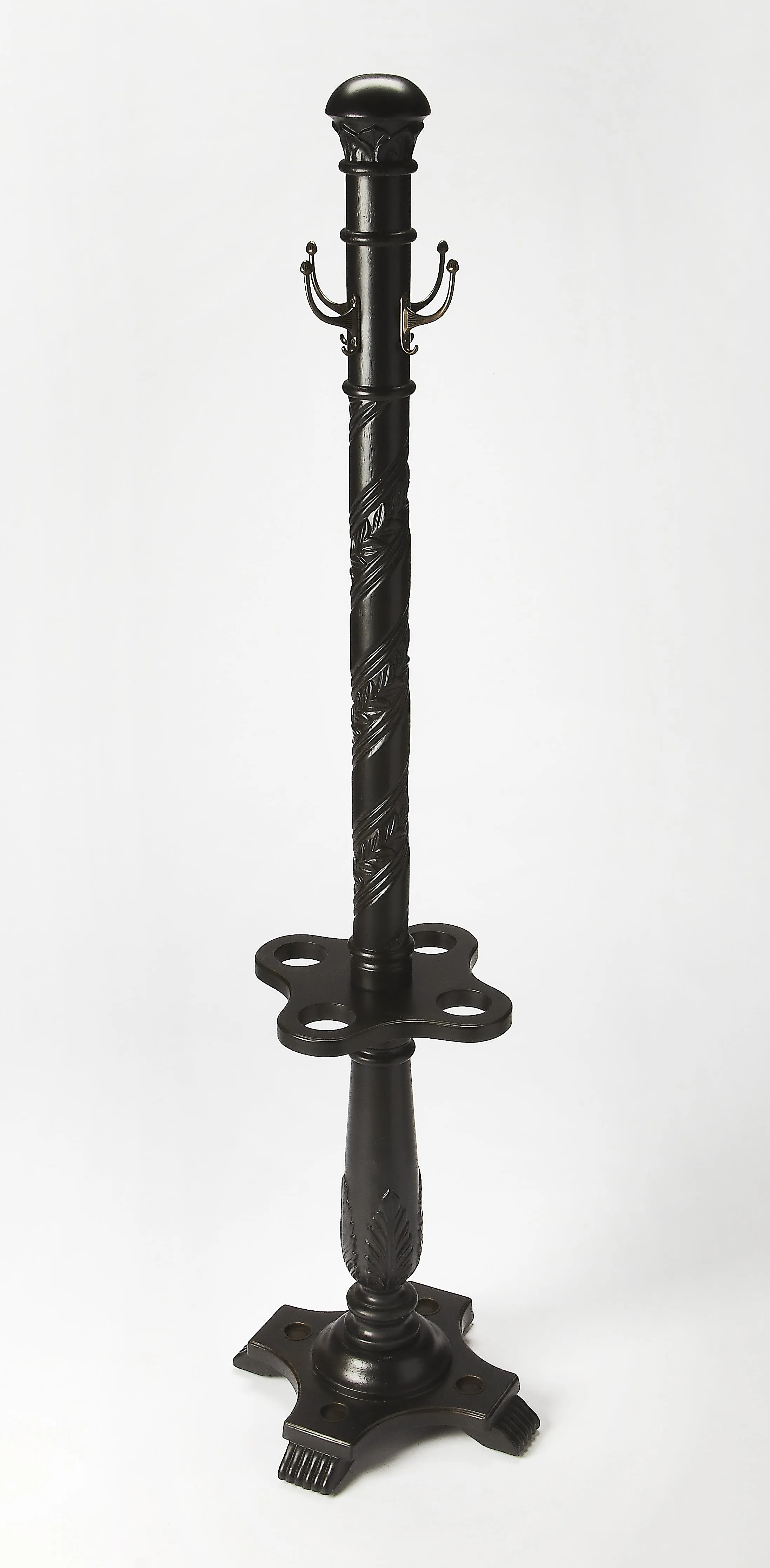 Laird Free-Standing Coat Rack With Umbrella Holder in Black  0971111