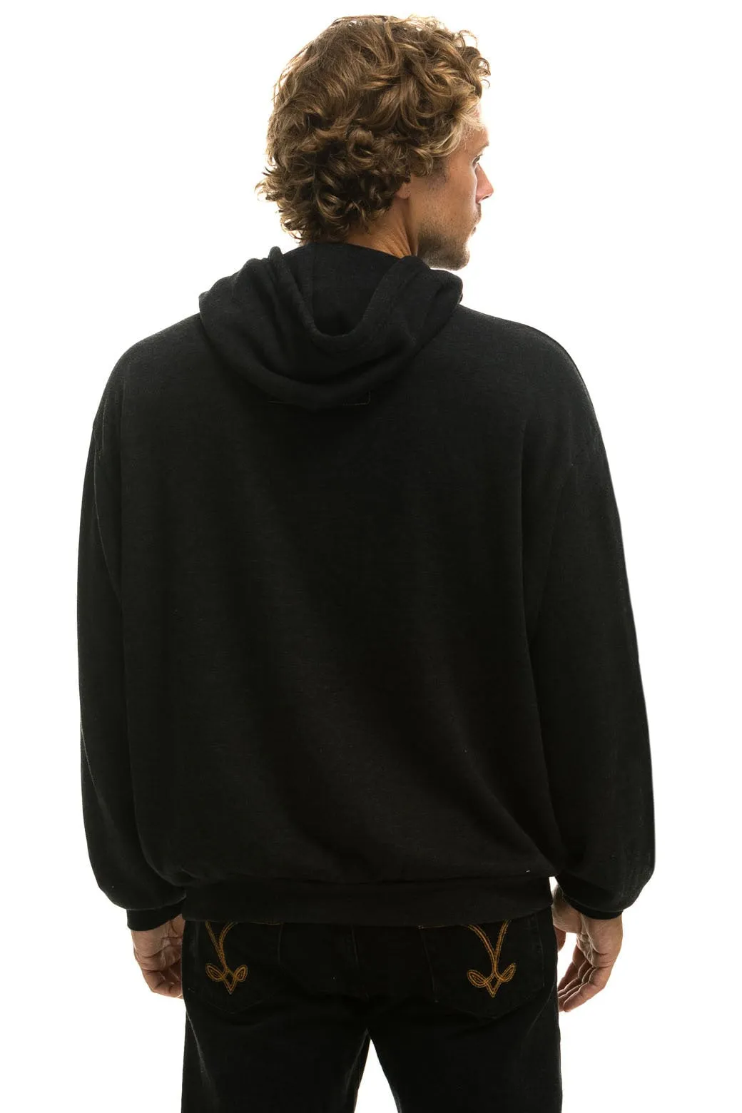 LOGO PULLOVER RELAXED HOODIE - BLACK