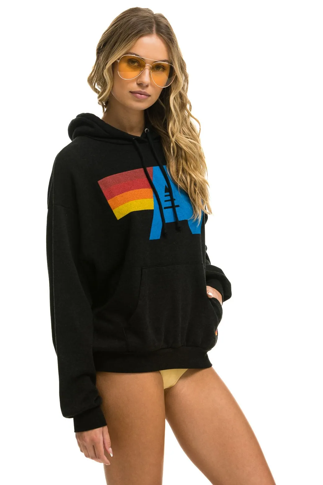 LOGO PULLOVER RELAXED HOODIE - BLACK