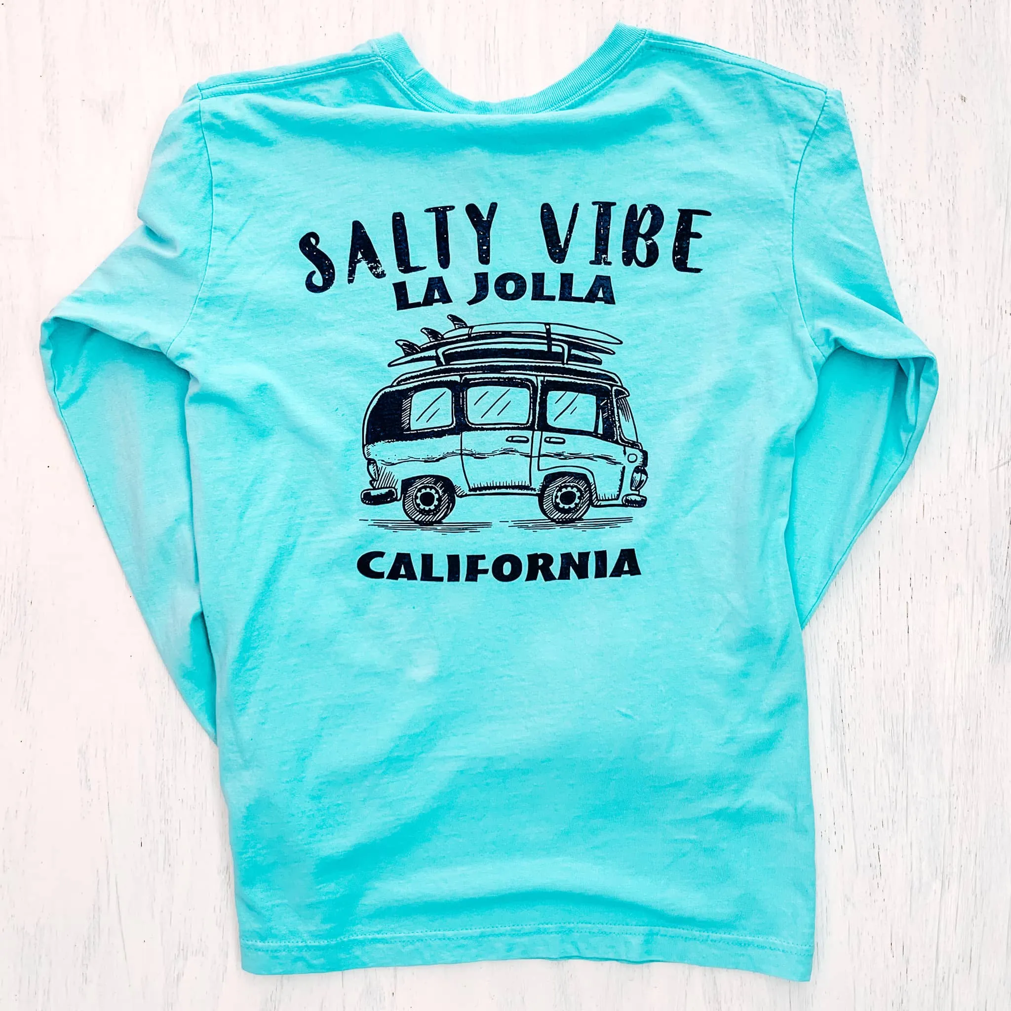 LONGSLEEVE T-SHIRT with LA JOLLA CALIFORNIA Stay Salty (turquoise)