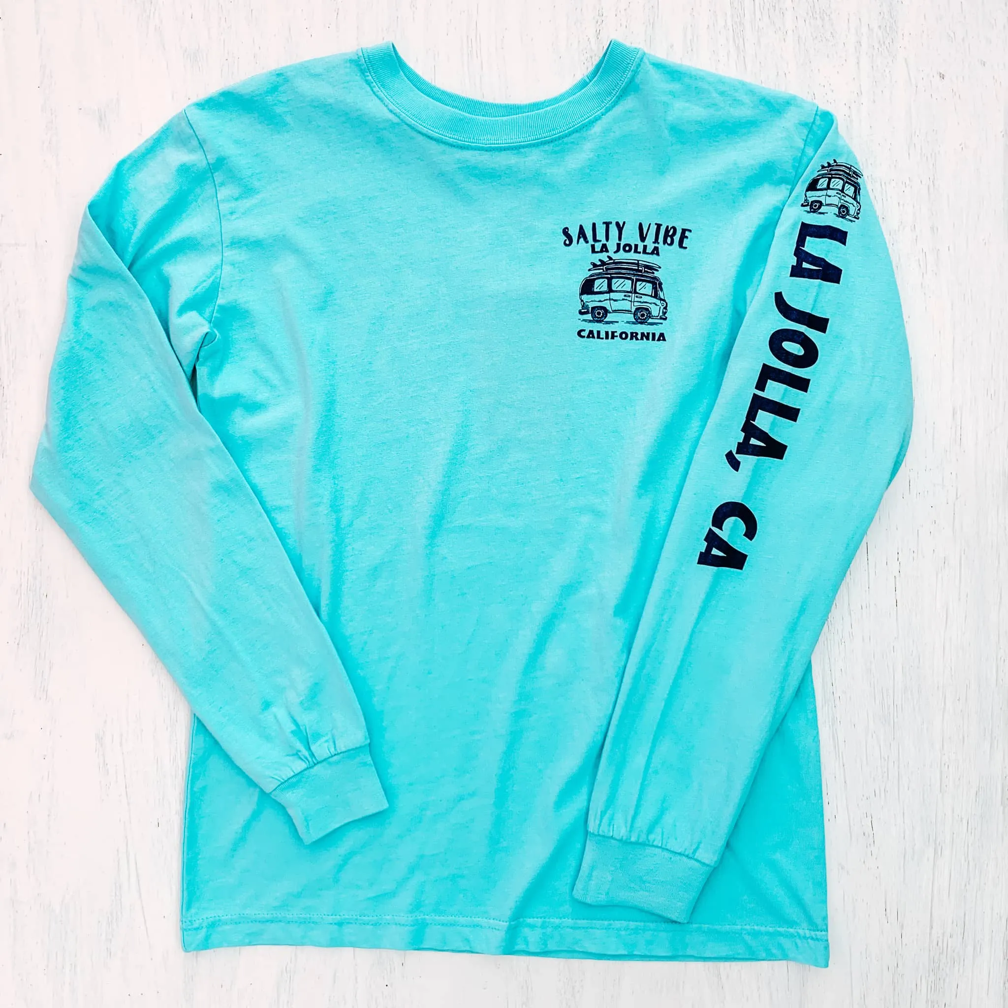 LONGSLEEVE T-SHIRT with LA JOLLA CALIFORNIA Stay Salty (turquoise)