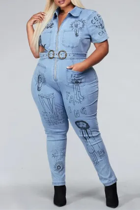 L'Rev37 PRJS29002X Denim PlusSize Jumpsuit