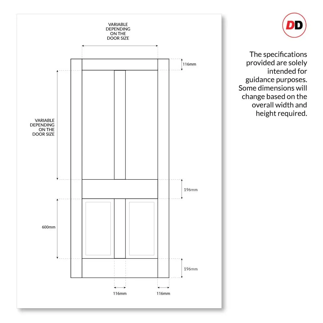 Made to Measure Exterior Straight Top Richmond Front Door - 45mm Thick - Six Colour Options - Double Glazing